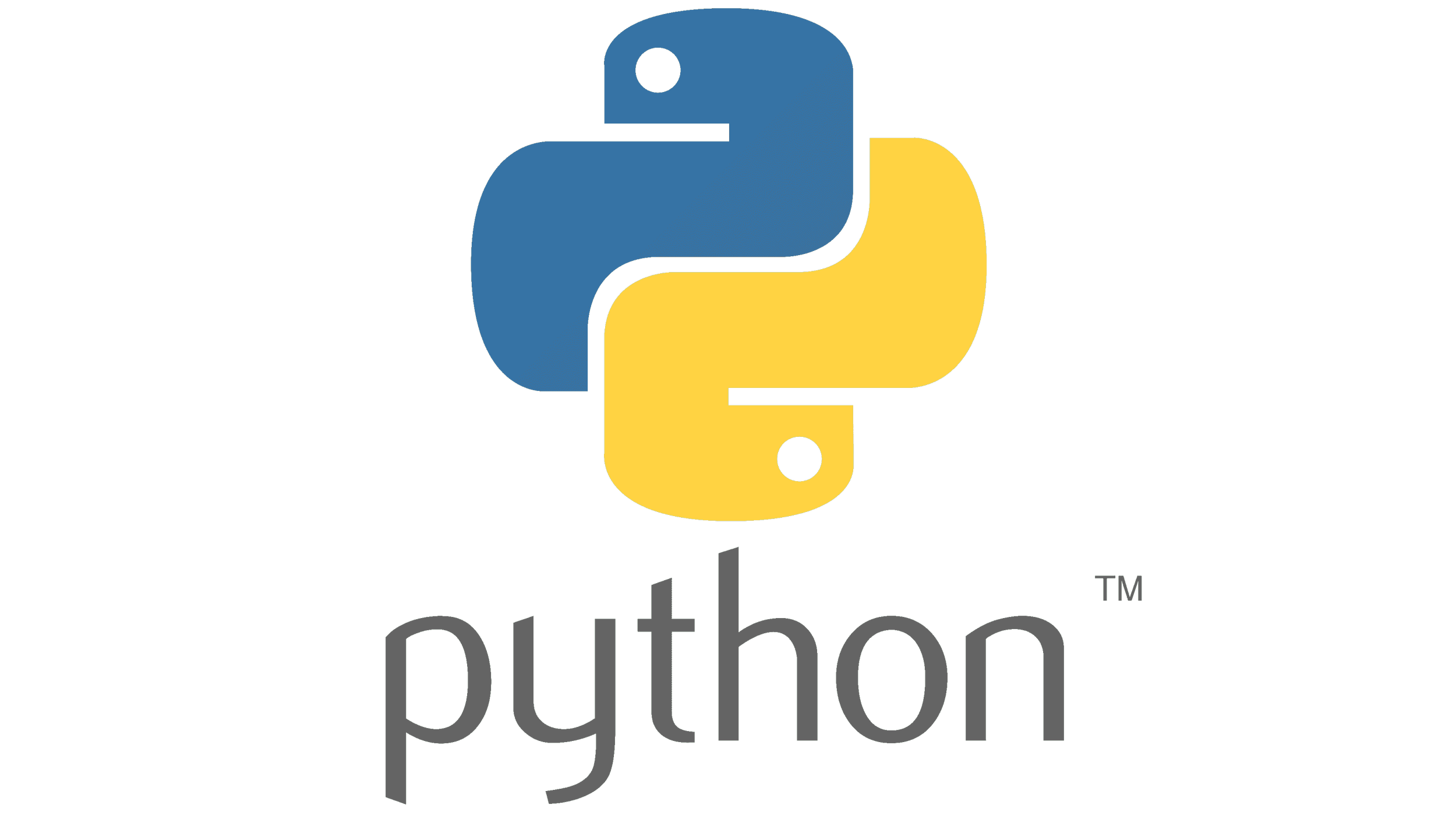 Python logo with the word 'python' underneath.