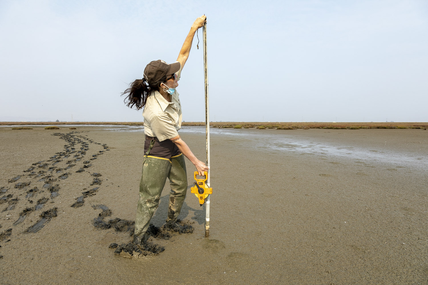 Meg_Marriott_wildlife_biologist_ measures_the mud_height.jpg