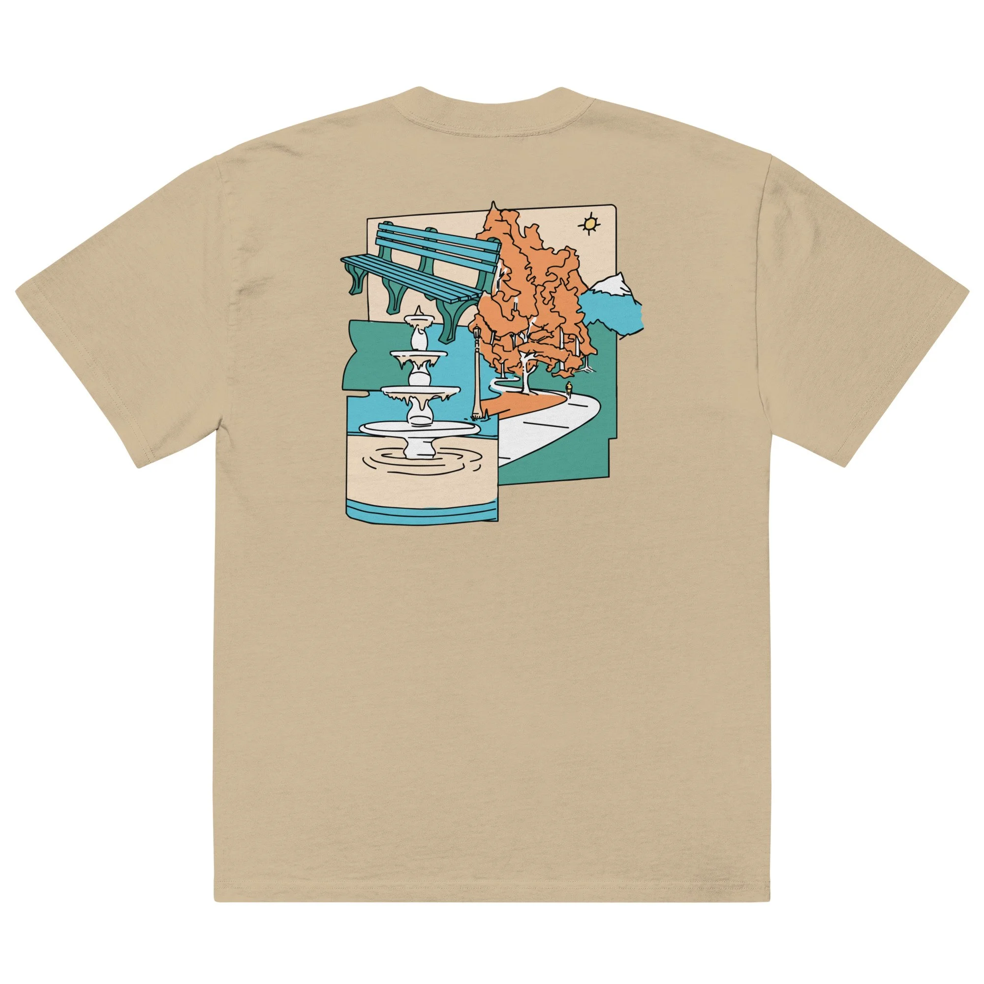 Parkways oversized tee in Faded Khaki, front view