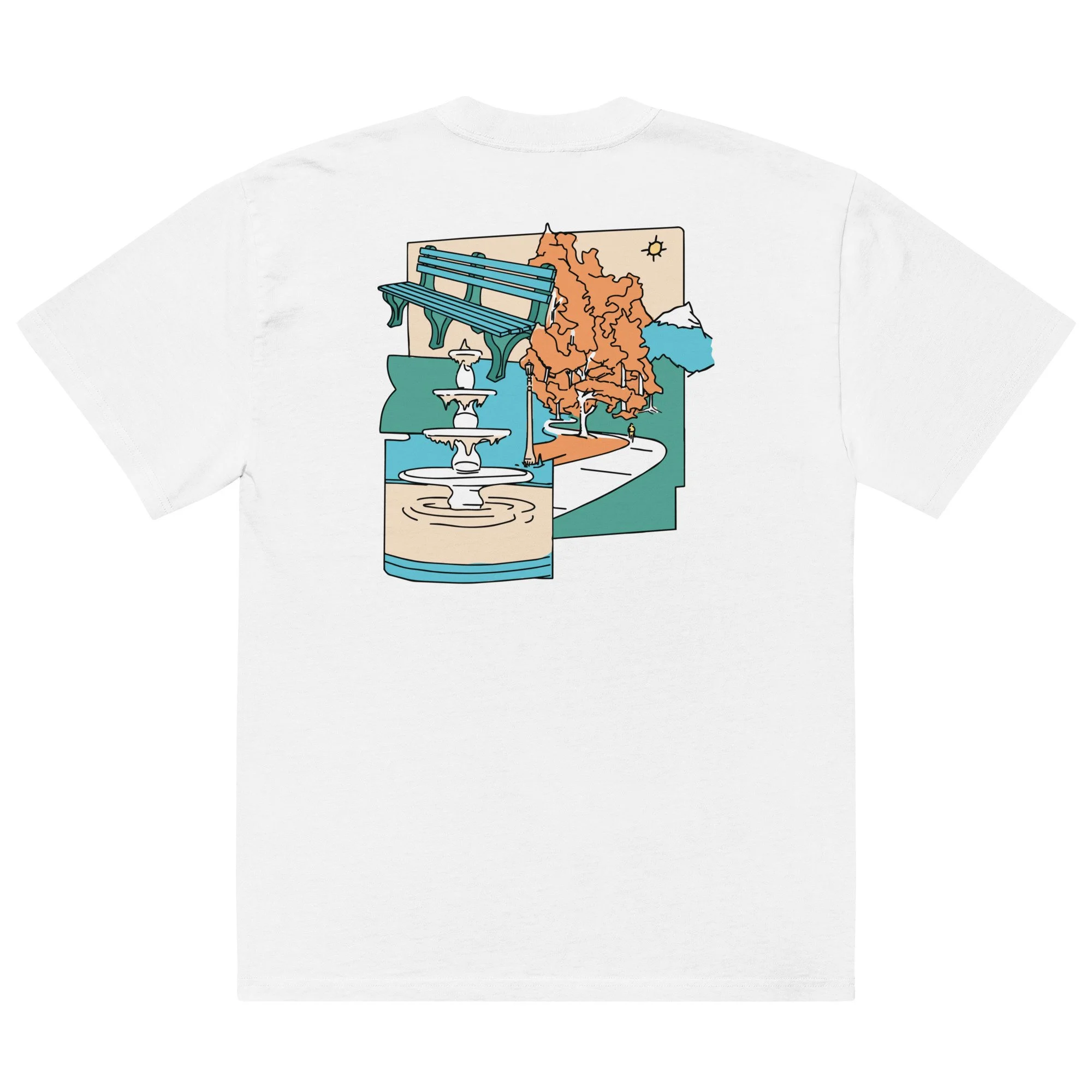Parkways oversized tee in Faded White, front view