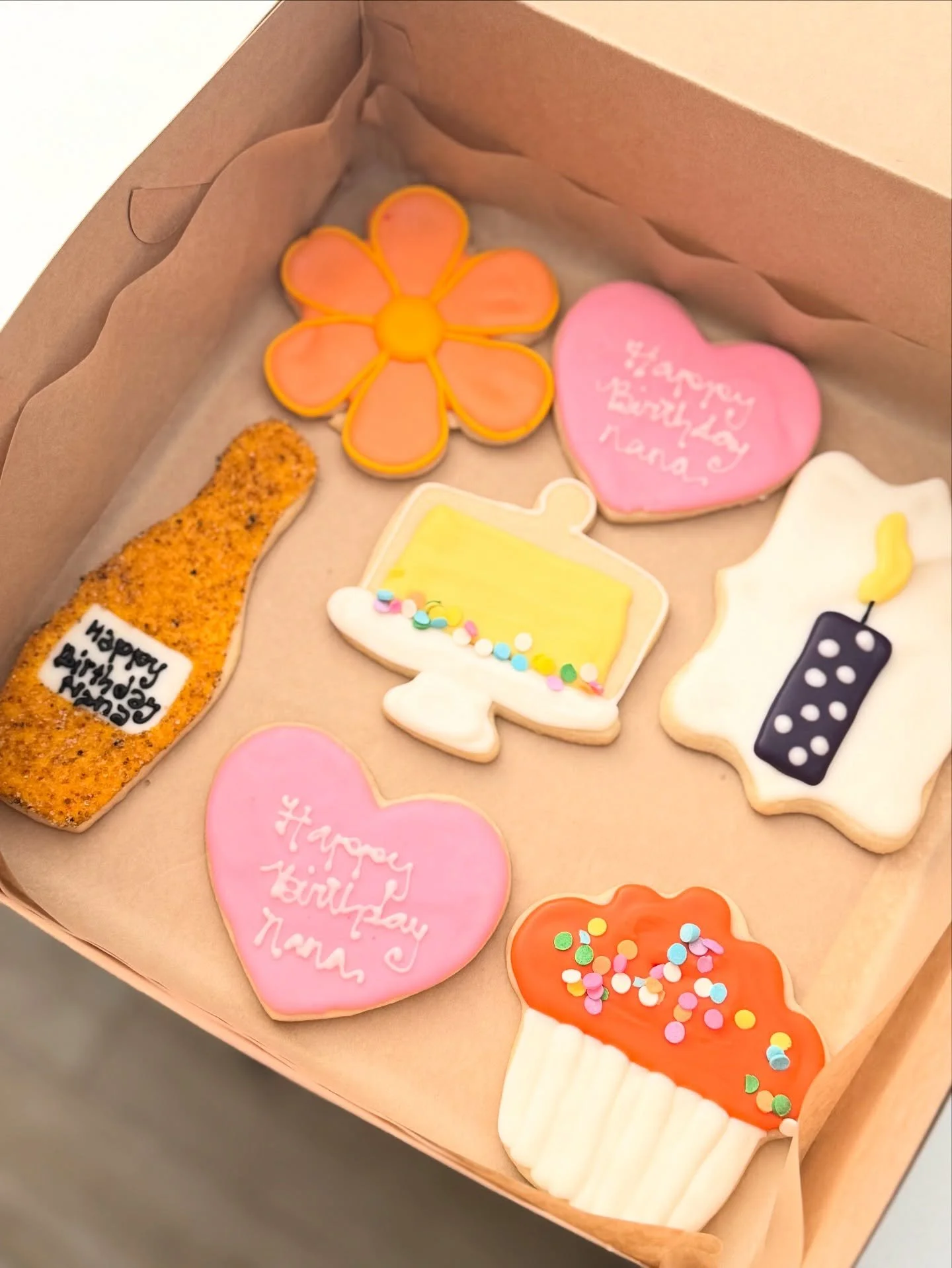 Birthday cookies for Nana 🧁🍾🩷🌼
.
.
.
.
.
#sugarcookiesofinstagram #sugarcookie #sugarcookies #sugarcookiesdecorating #sugarcookiesofig #cookie #cookies #cookiestagram #cookiesofig #cookiesofinsta #cookieoftheday #happybirthday #supportlocal #supp