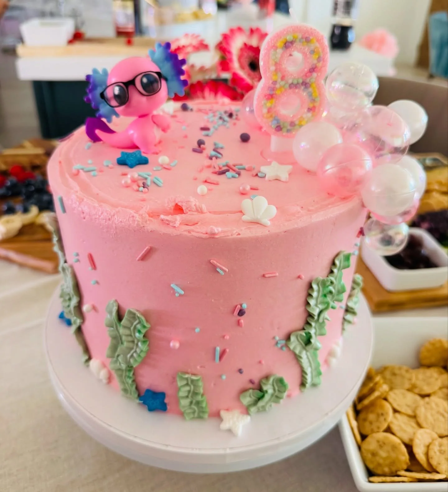 Sophia&rsquo;s Axolotl cake
.
.
.
.
.
#axolotl #axolotlsofig #axolotlsofinstagram #axolotls #axolotlcake #8 #8thbirthday #8thbirthdaycake #cake #cakes #cakesofinstagram #cakestagram #cakesofinsta #cakesofig #cakeideas #buttercream #buttercreamfrostin