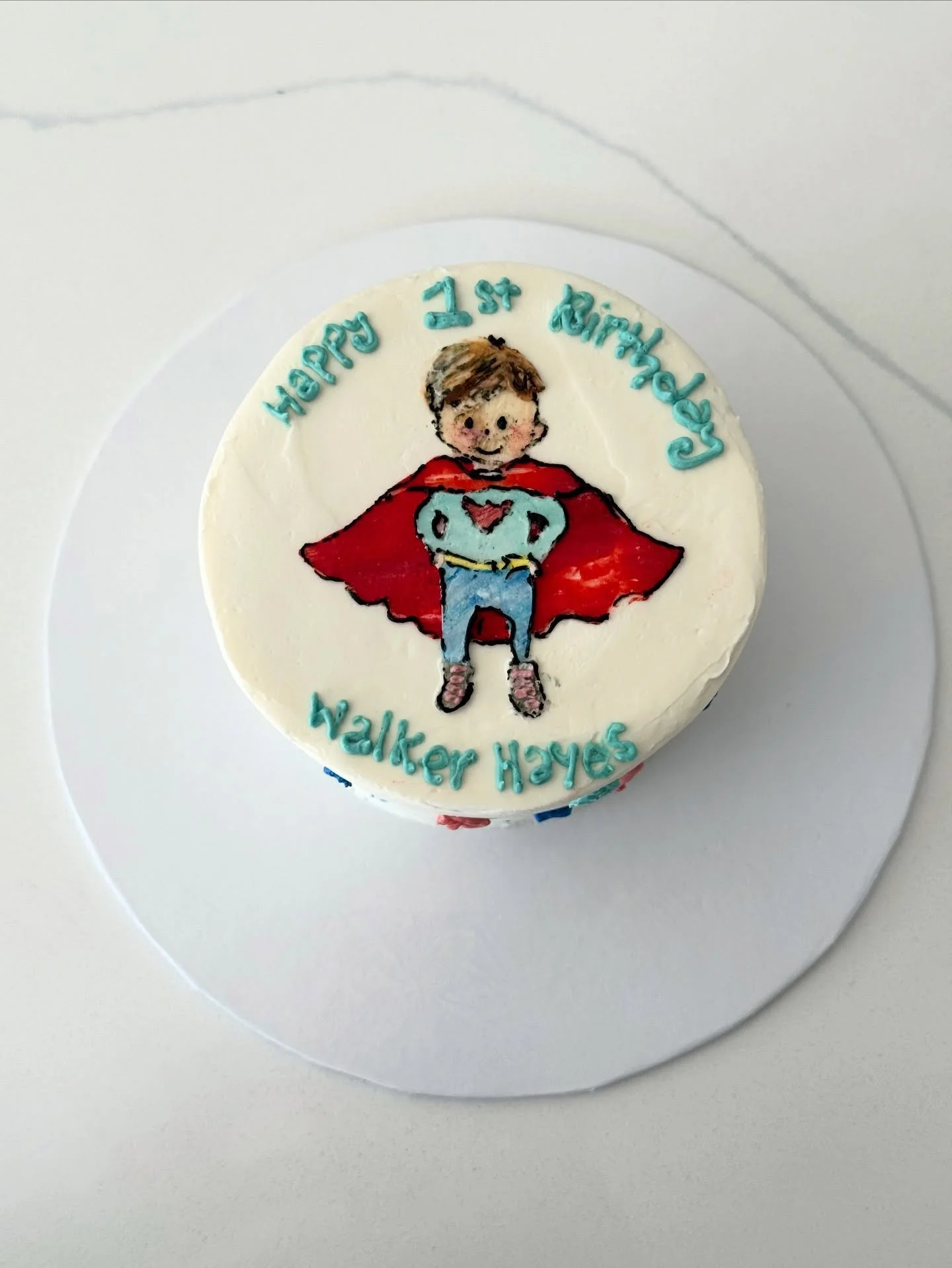 Super Hero Smash Cake 
.
.
.
.
.
#smashcakes #1stbirthdaycake #cake #cakes #buttercream