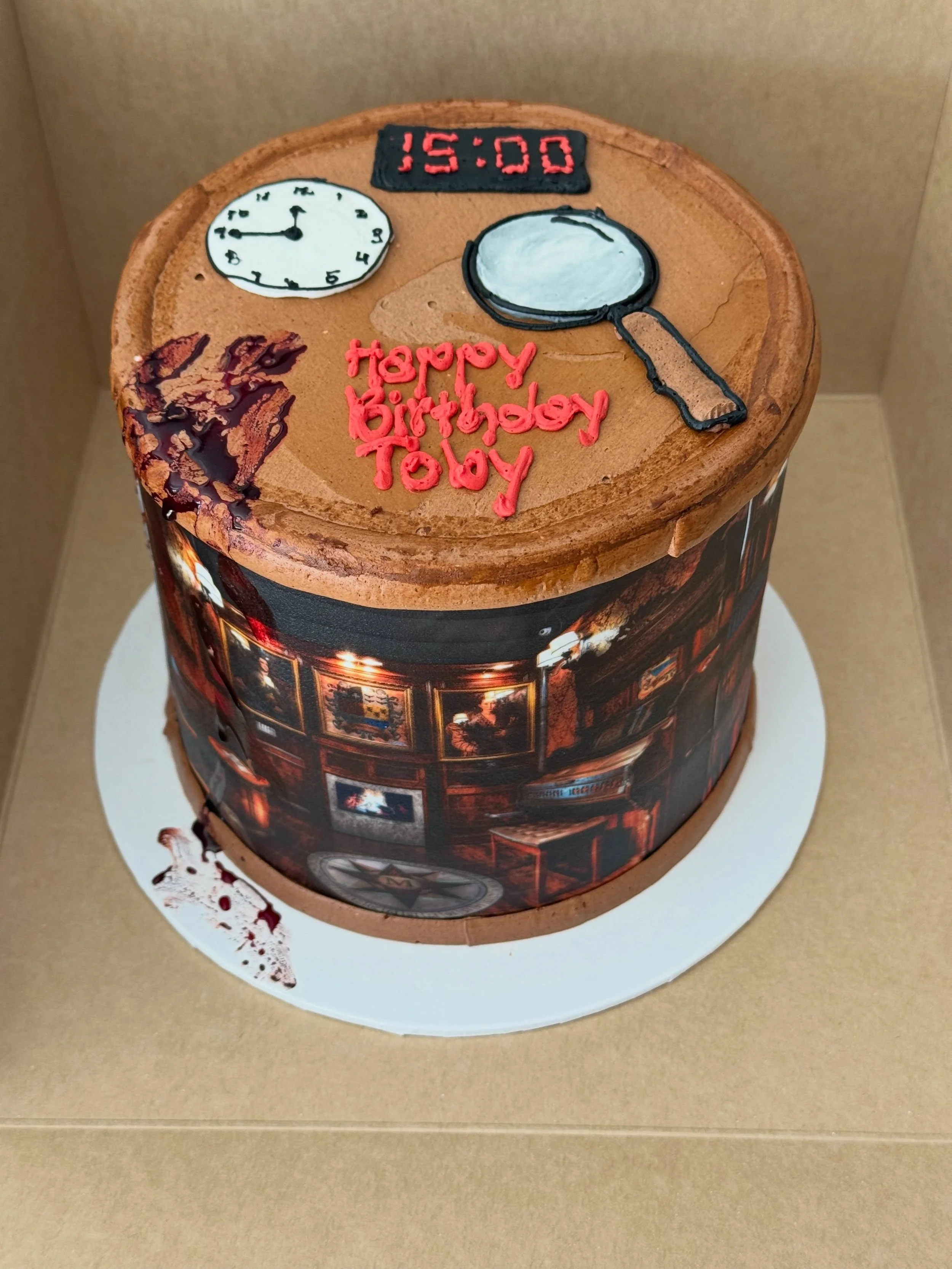 Toby&rsquo;s Mansion Murder Escape Room themed 15th Birthday cake 
.
.
.
.
.
#escaperoom #cake #happybirthday #buttercream #15