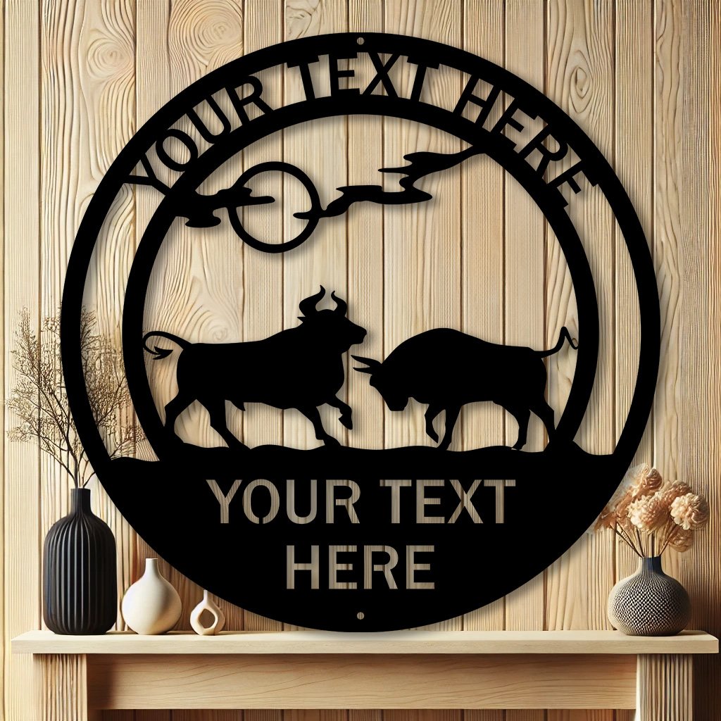 Personalized Fighting Bulls Metal Sign | Outdoor Address Sign