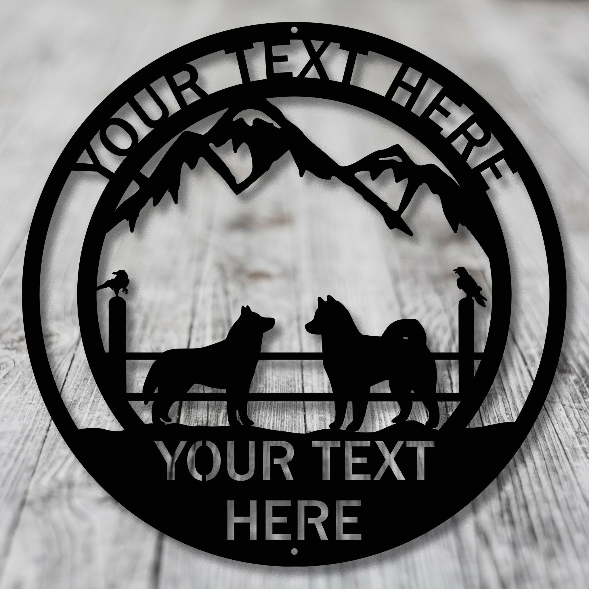 Akita Dogs Metal Art Sign