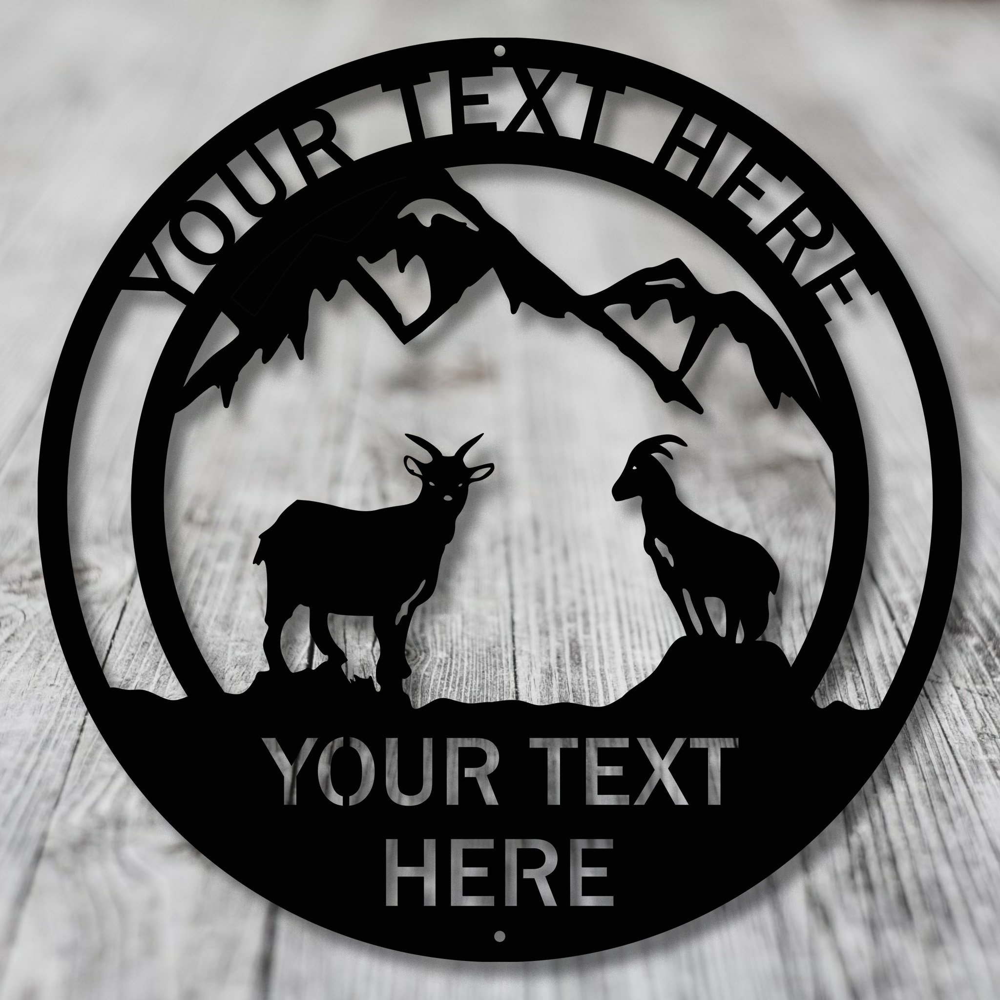 Goats Metal Art Sign