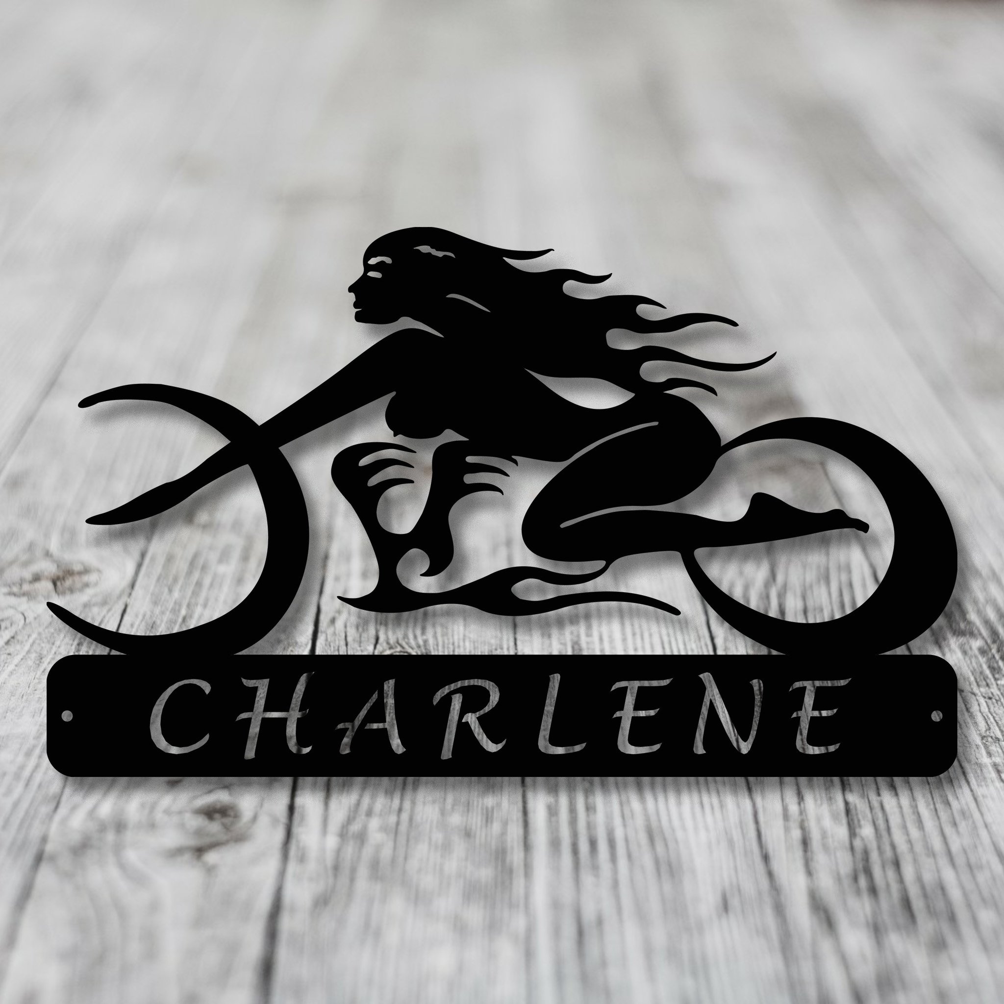 Girl on Motorcycle Metal Art