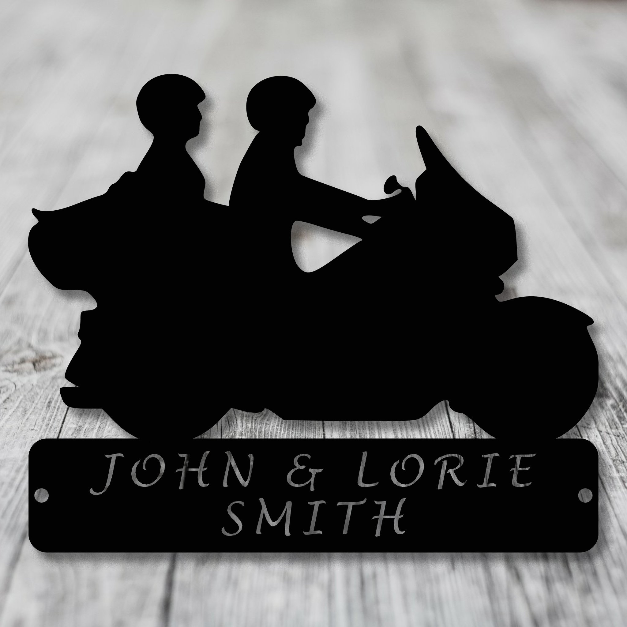 Couple on Touring Bike Metal Art
