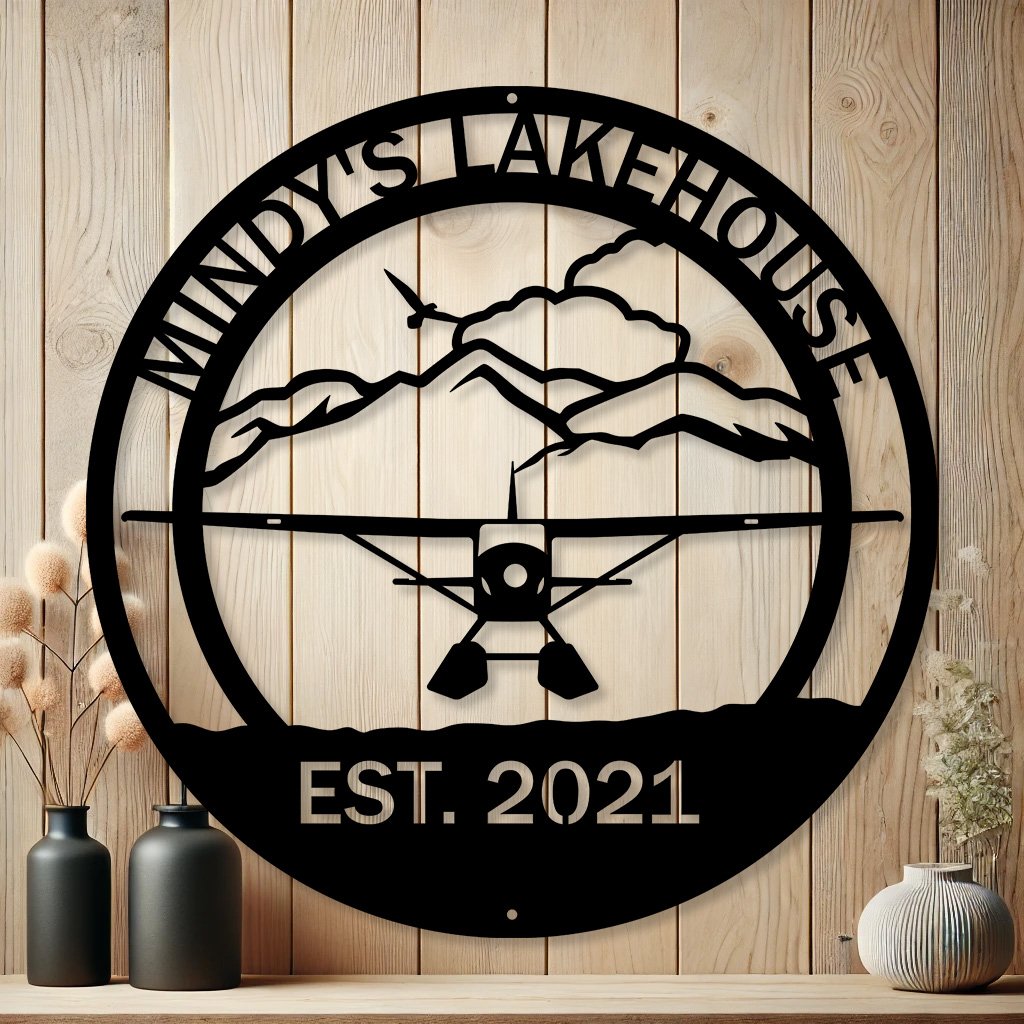Personalized Small Seaplane Metal Sign | Custom Aviation Decor
