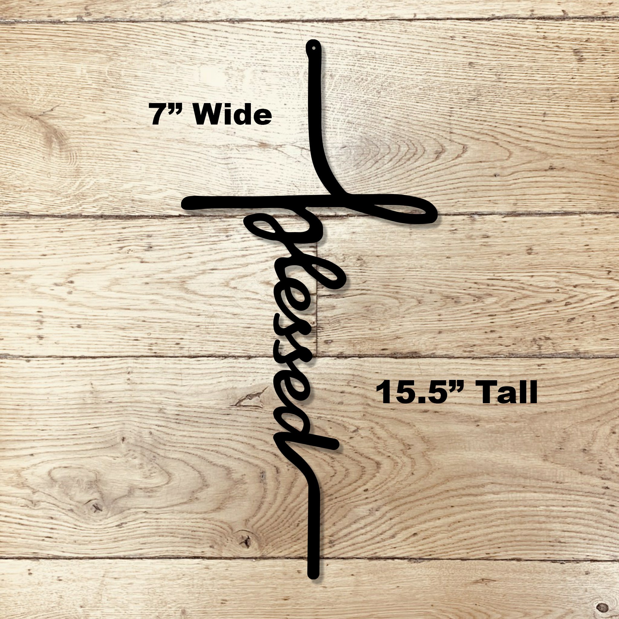 Blessed Cross Metal Art Sign | Inspirational Christian Wall Decor