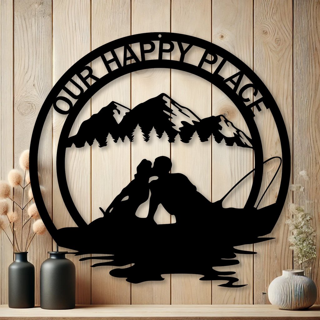 Personalized Valentines Day Couple In Love Silhouette Sign| Serenade on the Lake