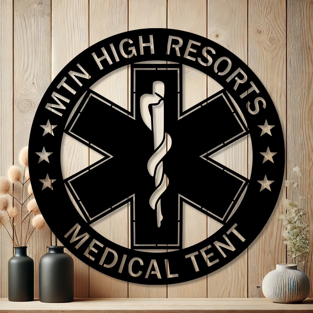 Personalized Medical Metal Sign | Custom Rod of Asclepius Wall Decor