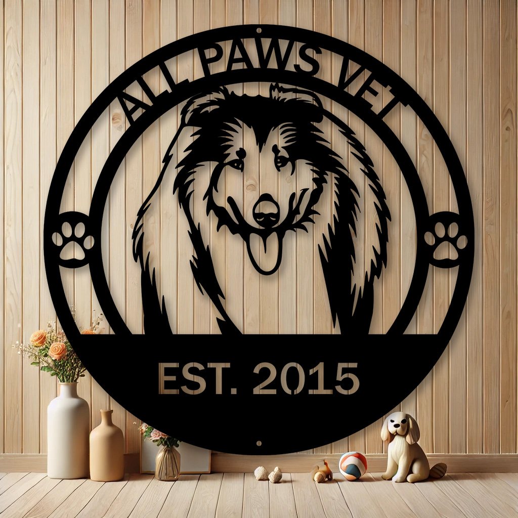 Personalized Collies Dog Metal Sign | Custom Dog Breed Gifts