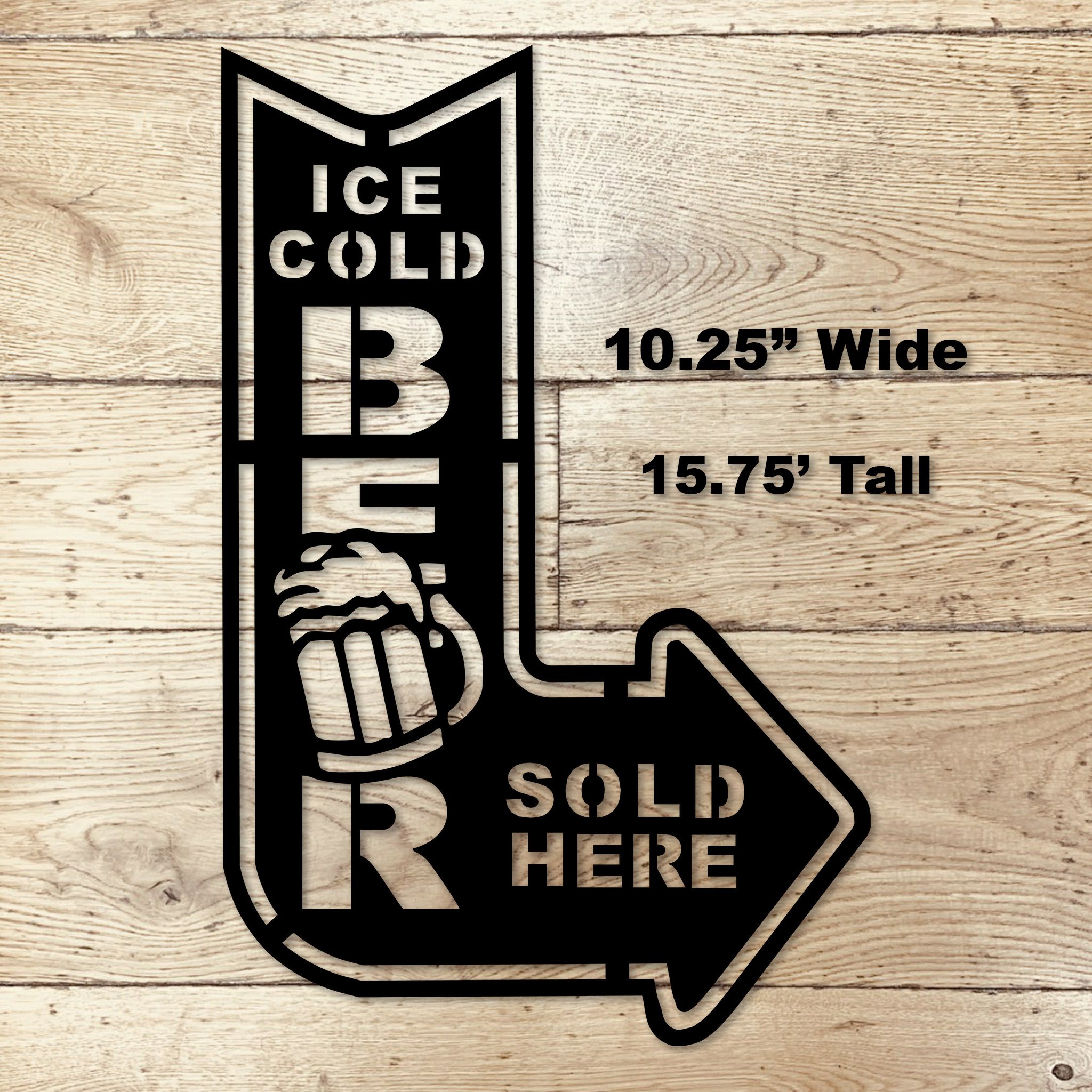 Ice Cold Beer Sold Here Arrow Metal Sign | Unique Man Cave Decor
