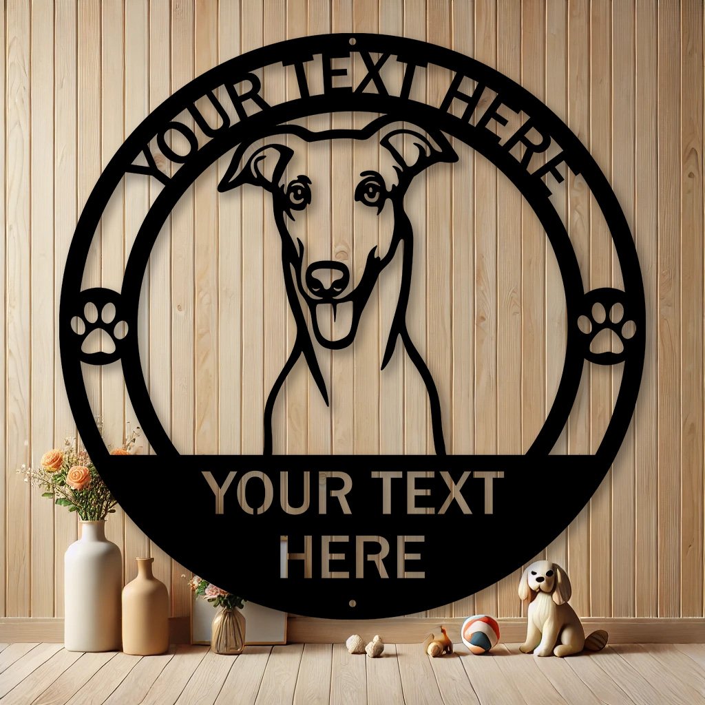 Personalized Greyhound Dog Metal Sign | Custom Dog Breed Gifts