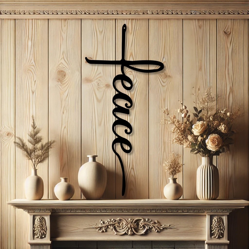 Peace Religious Cross Metal Art | Christian Wall Decor