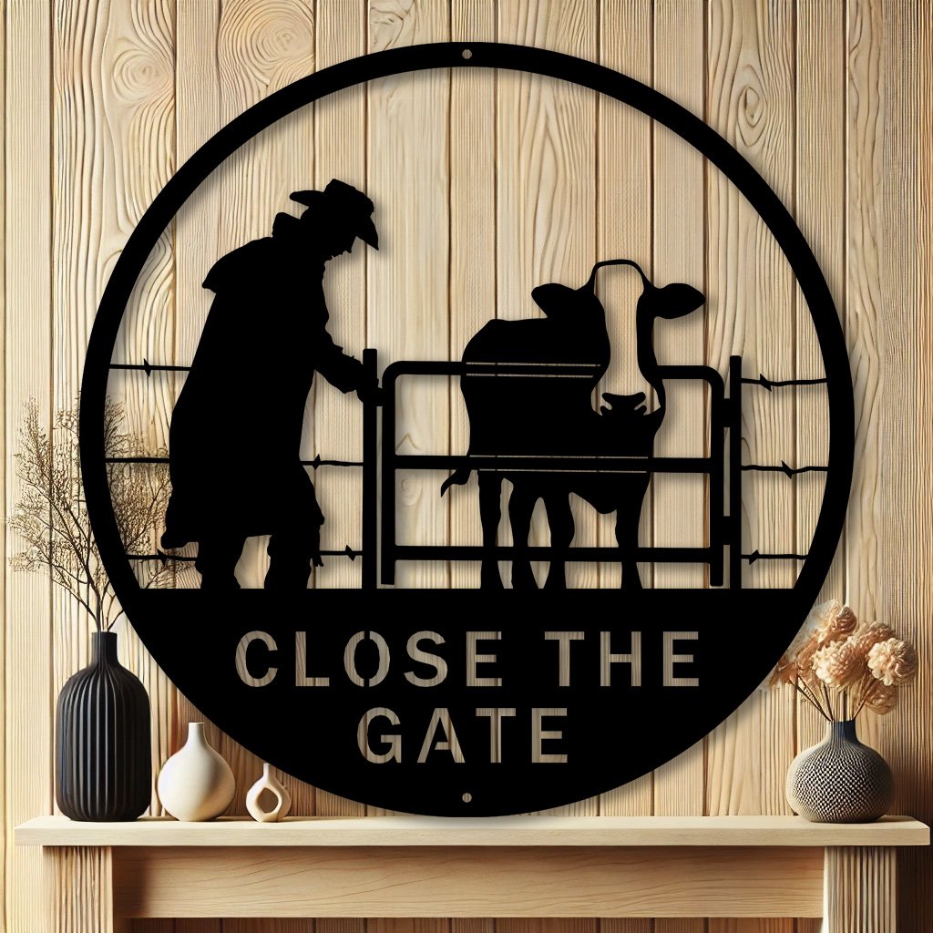 Close The Gate Metal Sign | Farmhouse Outdoor Decor