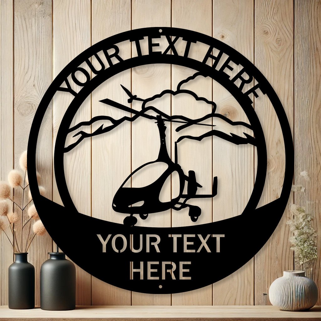 Personalized Gyroplane Metal Sign | Custom Aviation Decor
