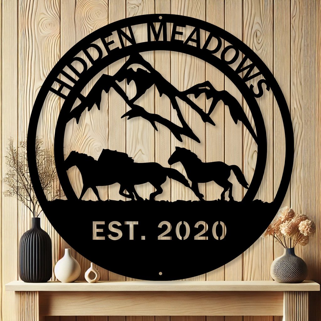 Personalized Running Horse Ranch Metal Sign | Western Home Decor