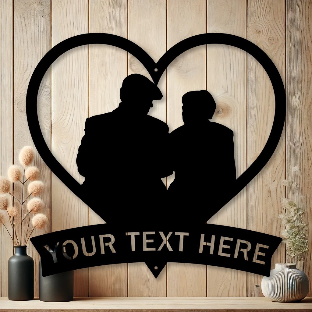 Personalized Older Couple In Love Metal Sign | Custom Anniversary Gift