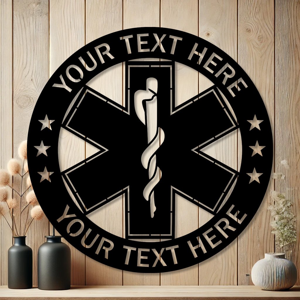 Personalized Medical Metal Sign | Custom Rod of Asclepius Wall Decor