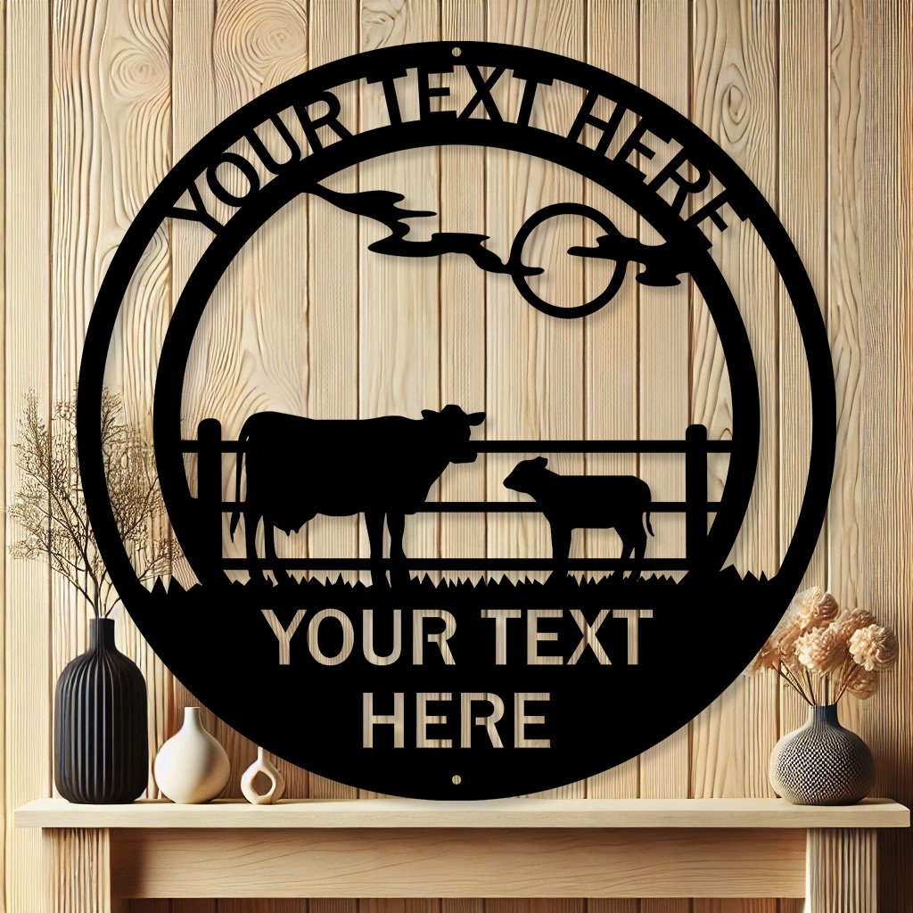Personalized Cattle Ranch Metal Sign | Custom Farmhouse Art Decorations