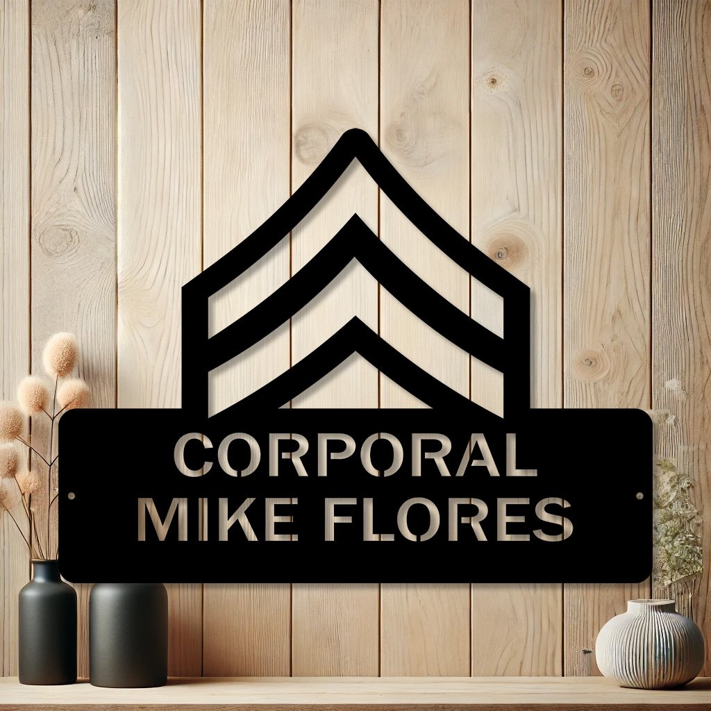 Personalized Corporal Rank Metal Sign | Custom Law Enforcement Wall Decor