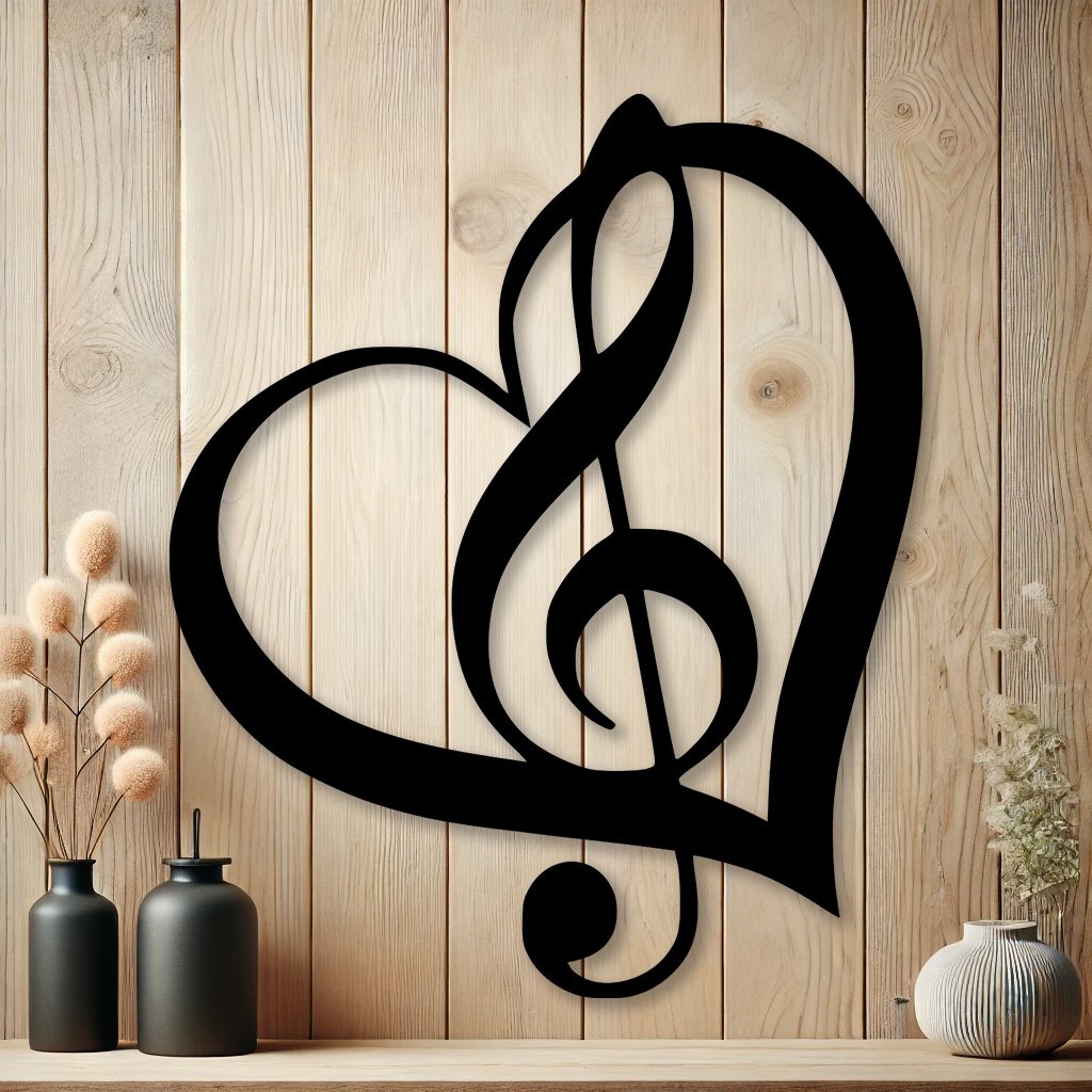 Personalized Treble Clef in Heart Music Sign | Custom Music Wall Art