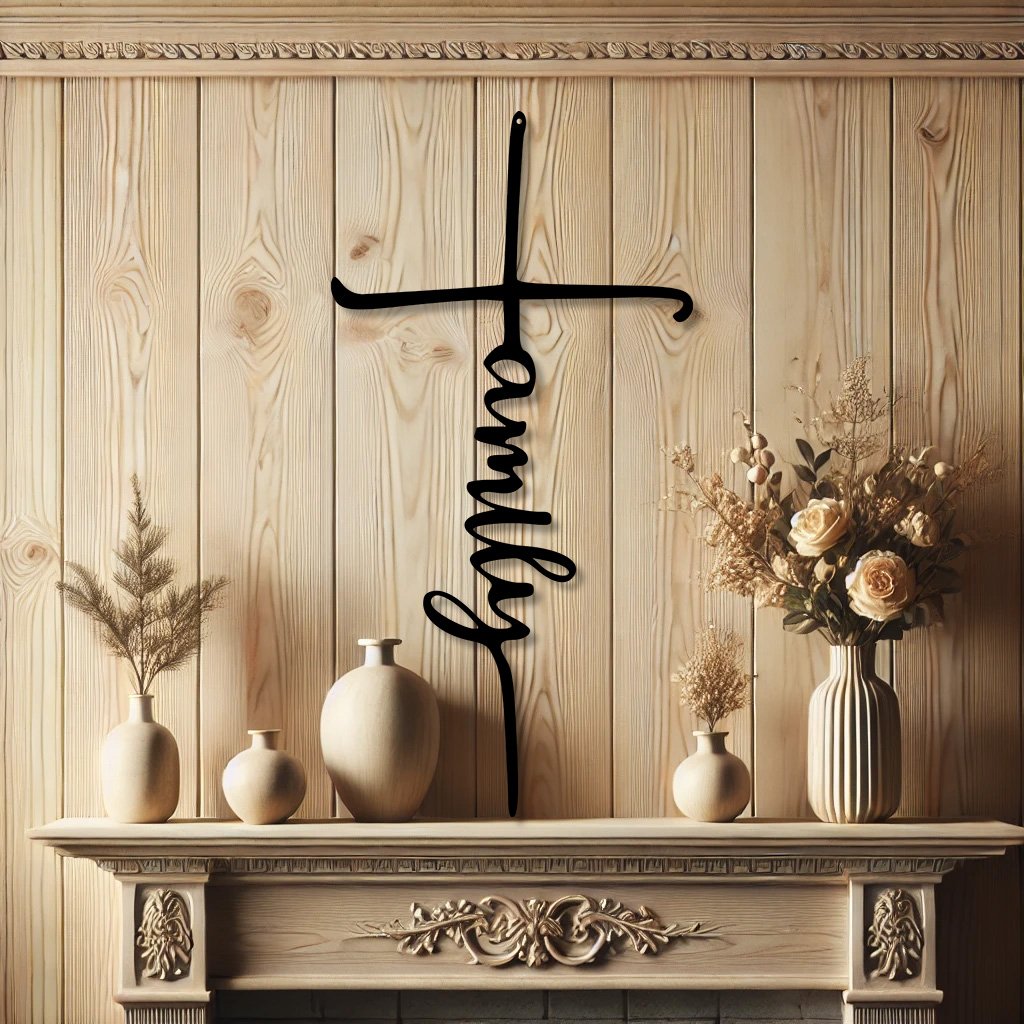 Family Religious Cross Metal Art | Religious Home Decor