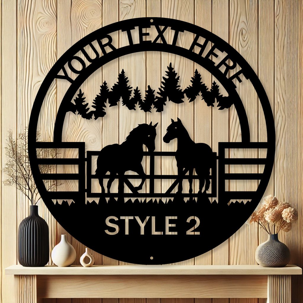 Personalized Horse Ranch Gate Metal Sign | Rustic Equine Farm Decor