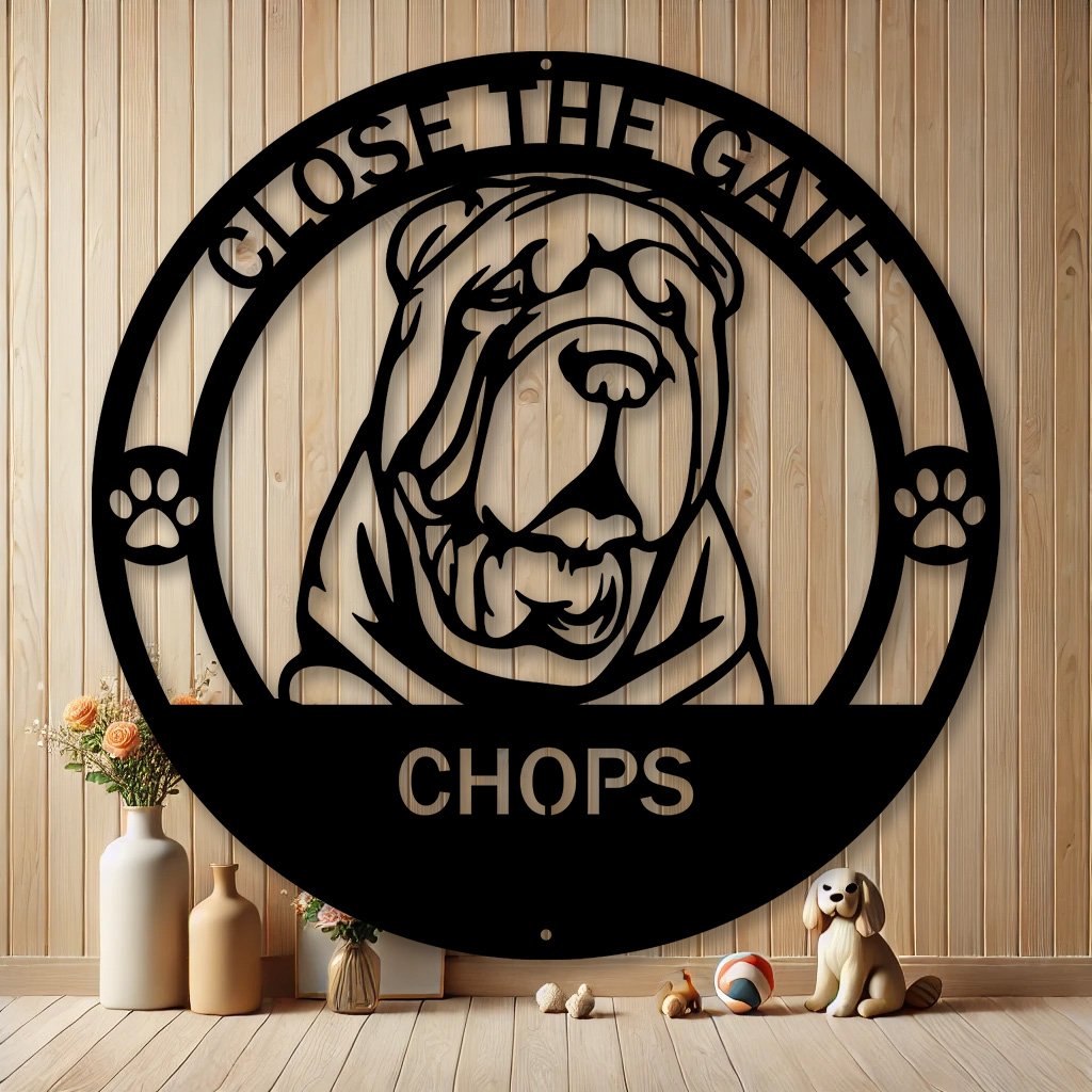 Personalized Chinese Shar Pei Metal Sign | Custom Dog Breed Gifts