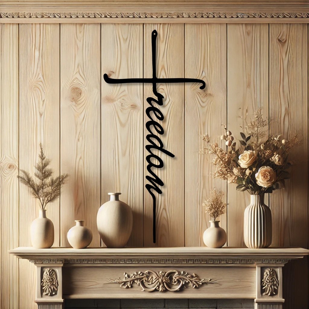 Freedom Religious Cross Metal Art | Christian Art Decor