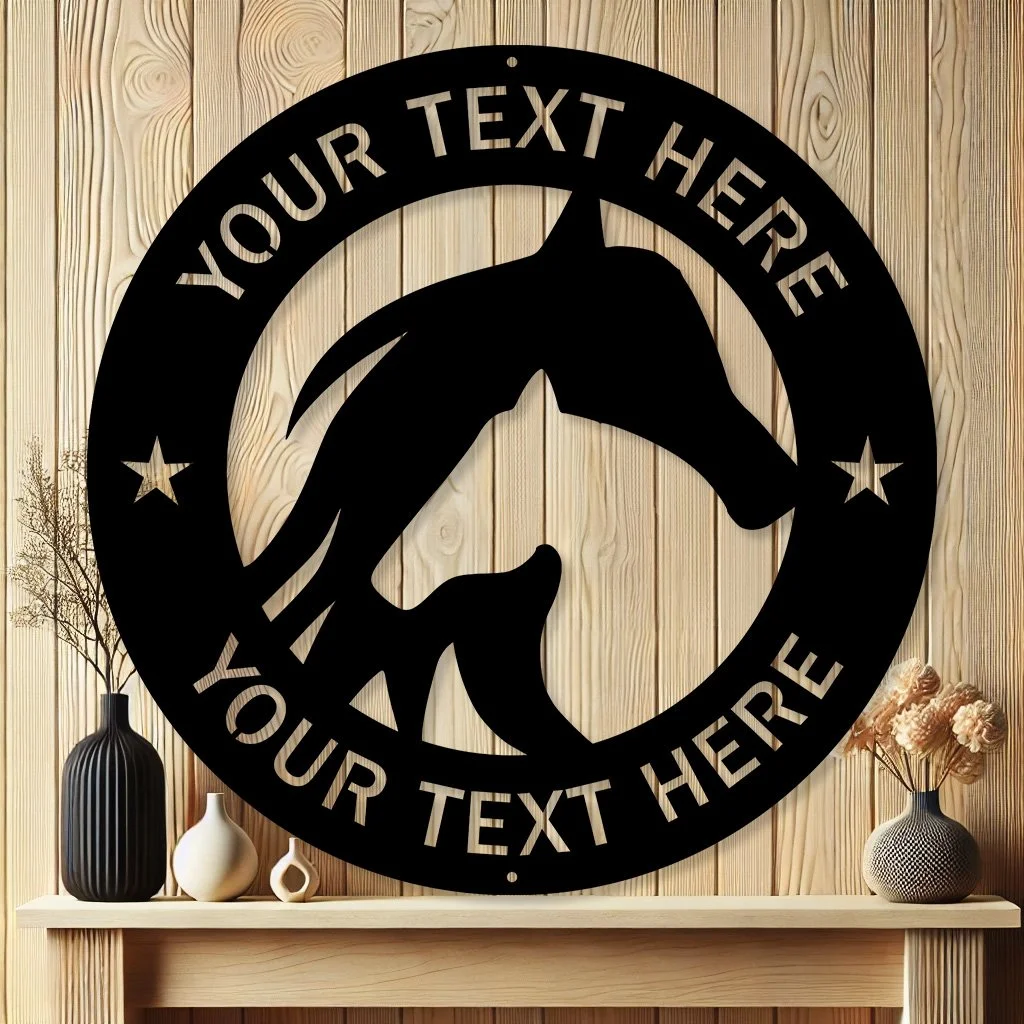 Personalized Western Horse Silhouette Ranch Metal Sign | Rustic Farmhouse Decor