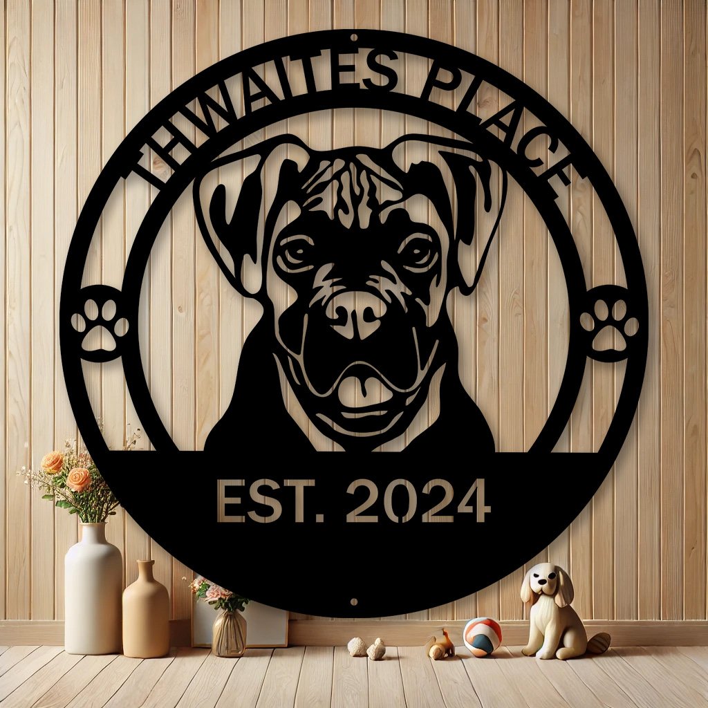 Personalized Boxer Dog Metal Sign | Custom Dog Breed Gifts