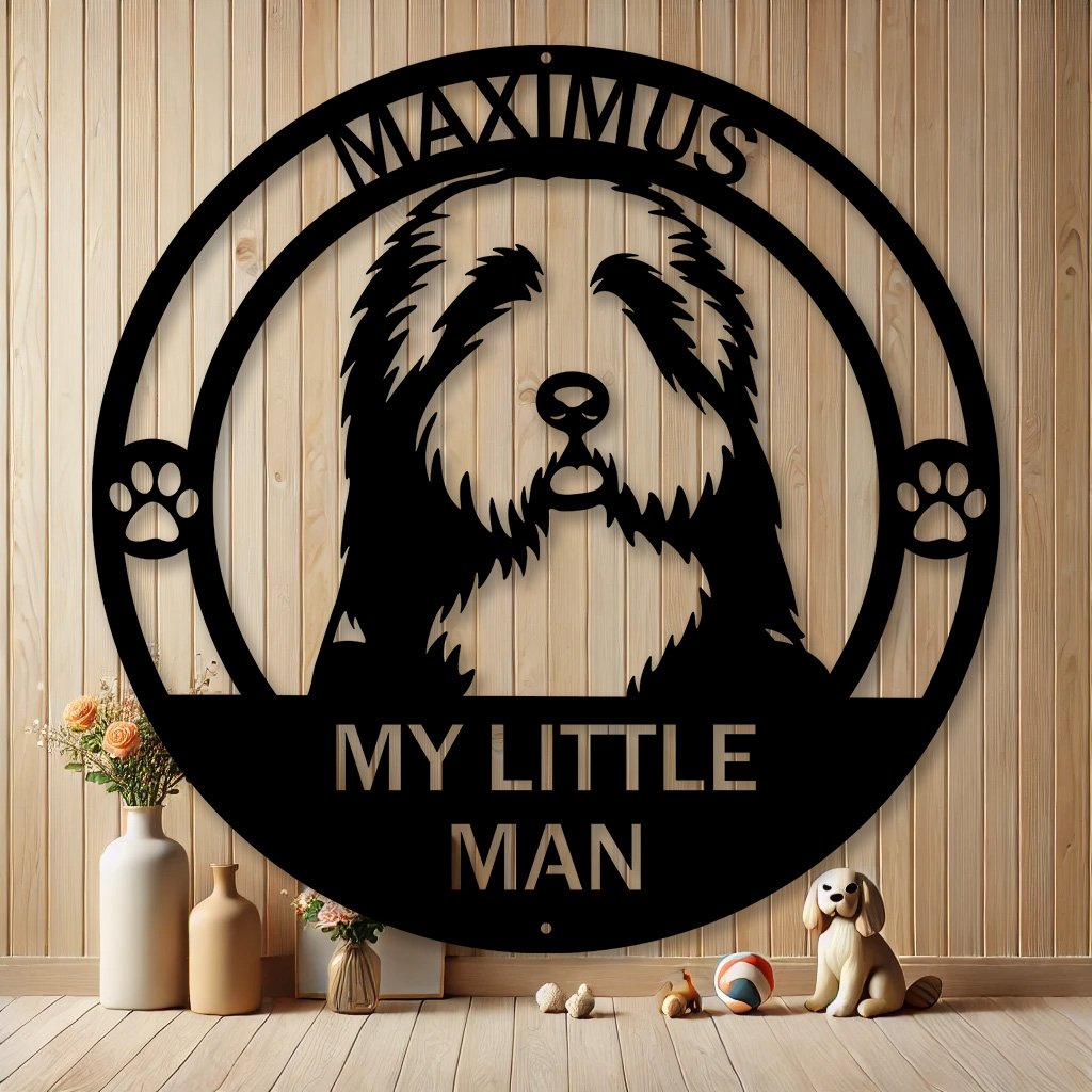 Personalized Bearded Collie Metal Art Sign | Custom Dog Breed Gifts