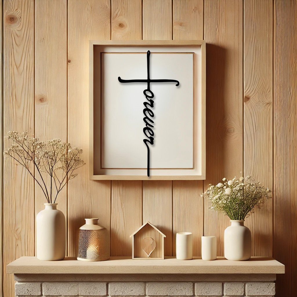 Forever Religious Cross Home Decor| Inspirational Metal Artwork