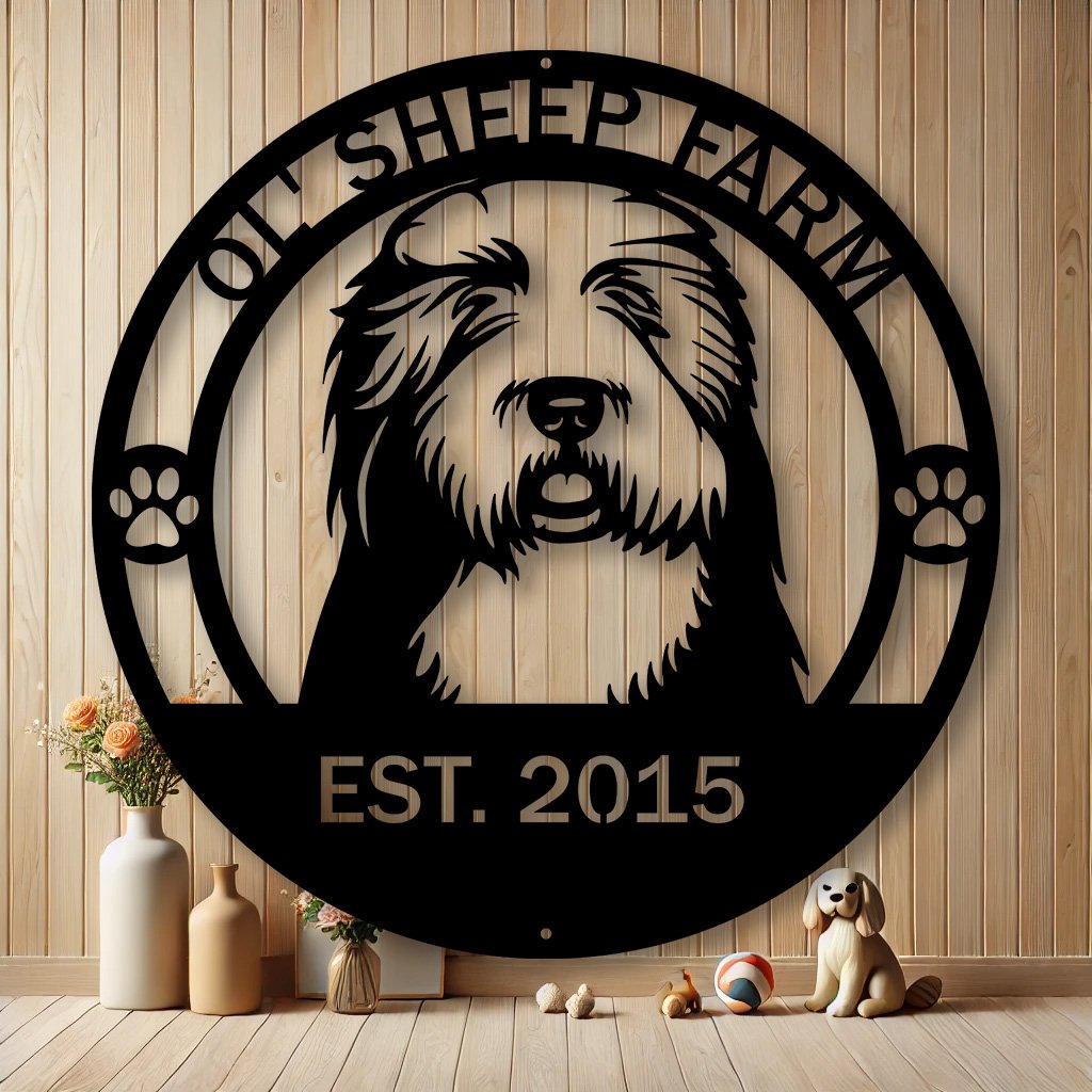 Personalized Old English Sheepdog Metal Sign | Custom Dog Breed Gifts