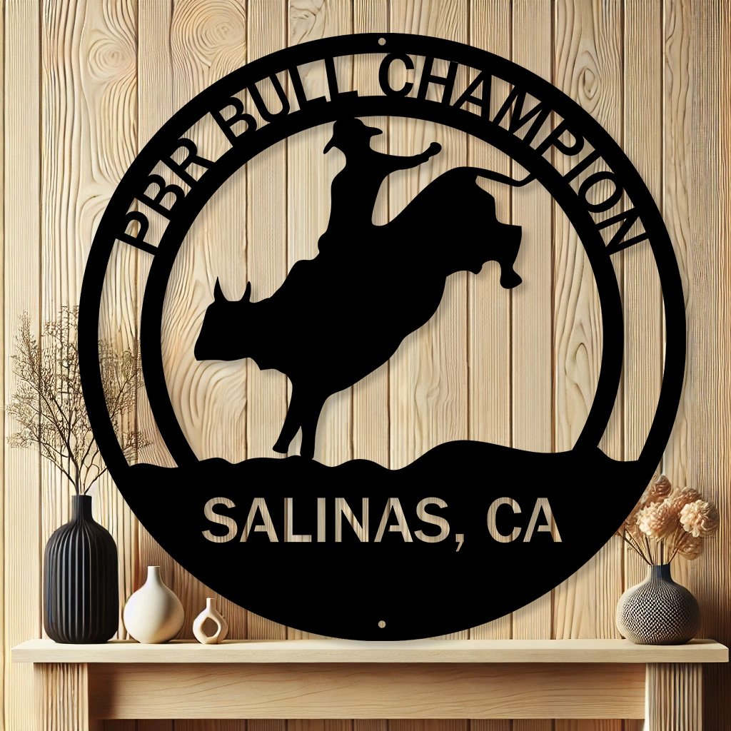 Customized Bull Riding Metal Sign | Rustic Cowboy Wall Art
