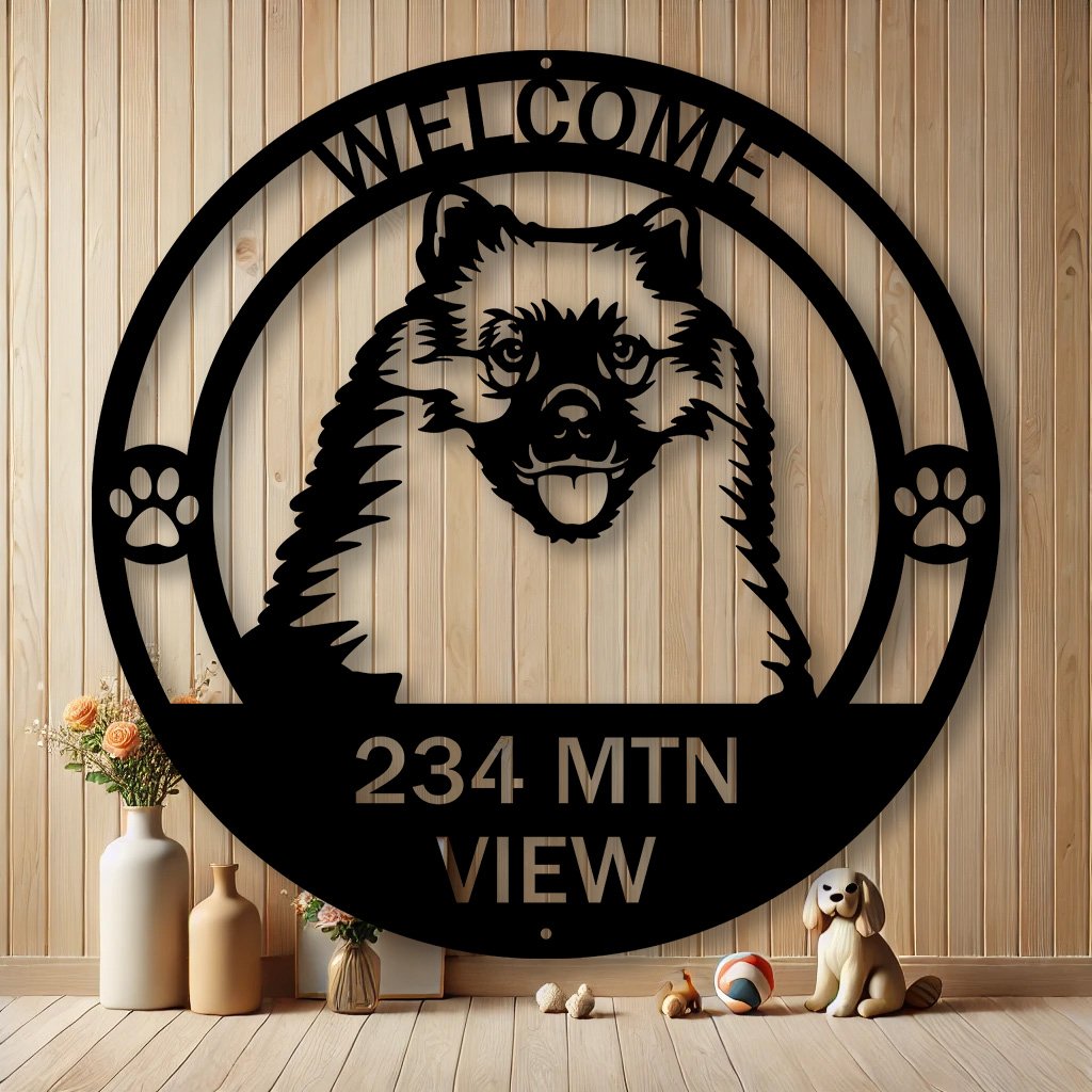 Personalized Keeshond Dog Metal Sign | Custom Dog Breed Gifts