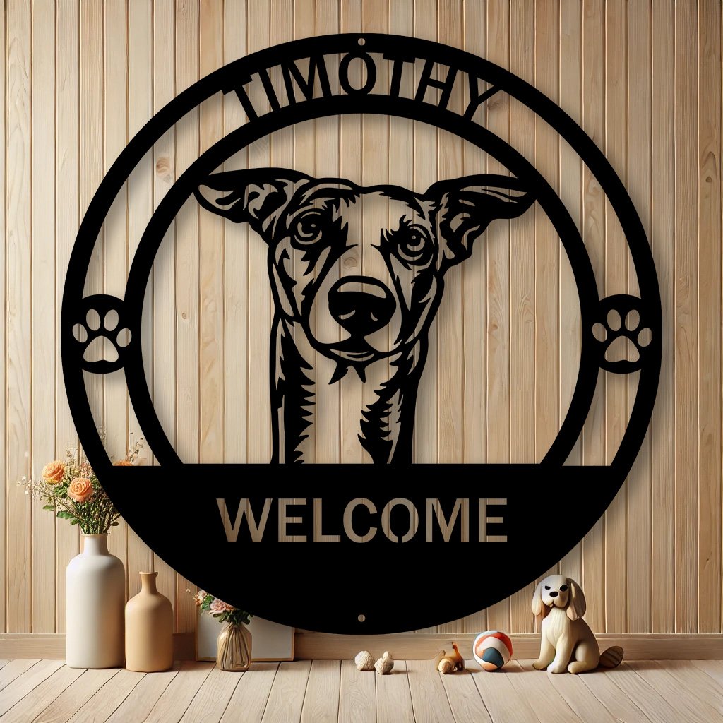 Personalized Whippet Dog Metal Sign | Custom Dog Breed Gifts