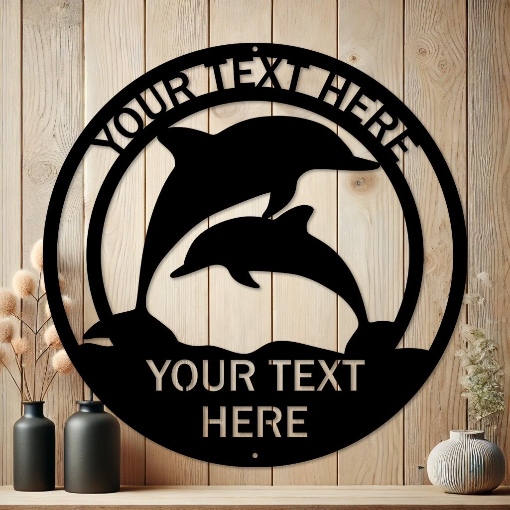Personalized Dolphin Metal Sign | Custom Beach House Decor