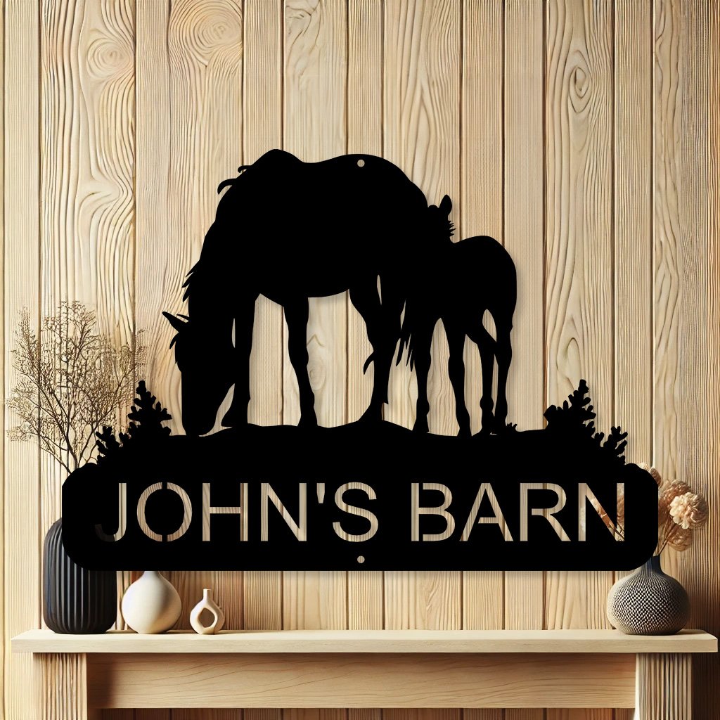 Personalized Horse Barn Stall Metal Sign | Barn Door Name Plate