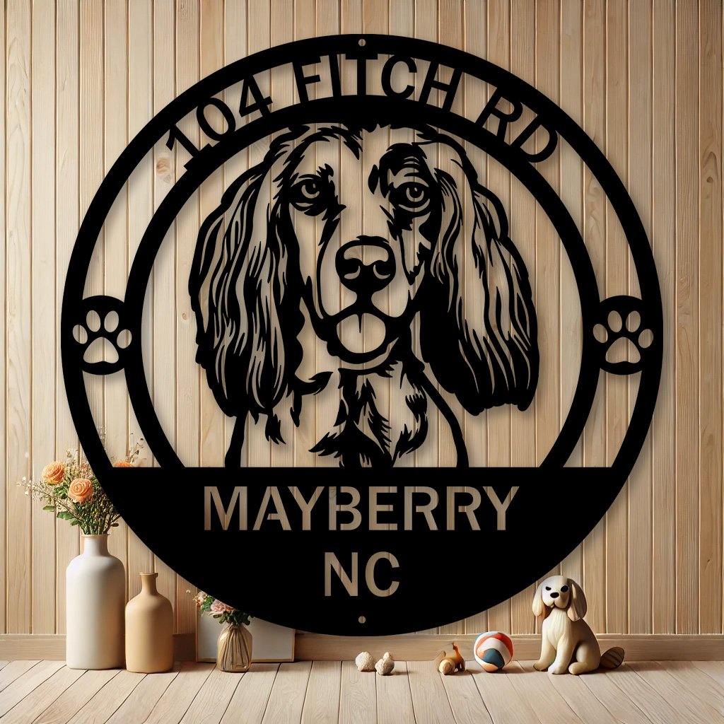 Personalized English Setter Dog Metal Sign | Custom Dog Breed Gifts