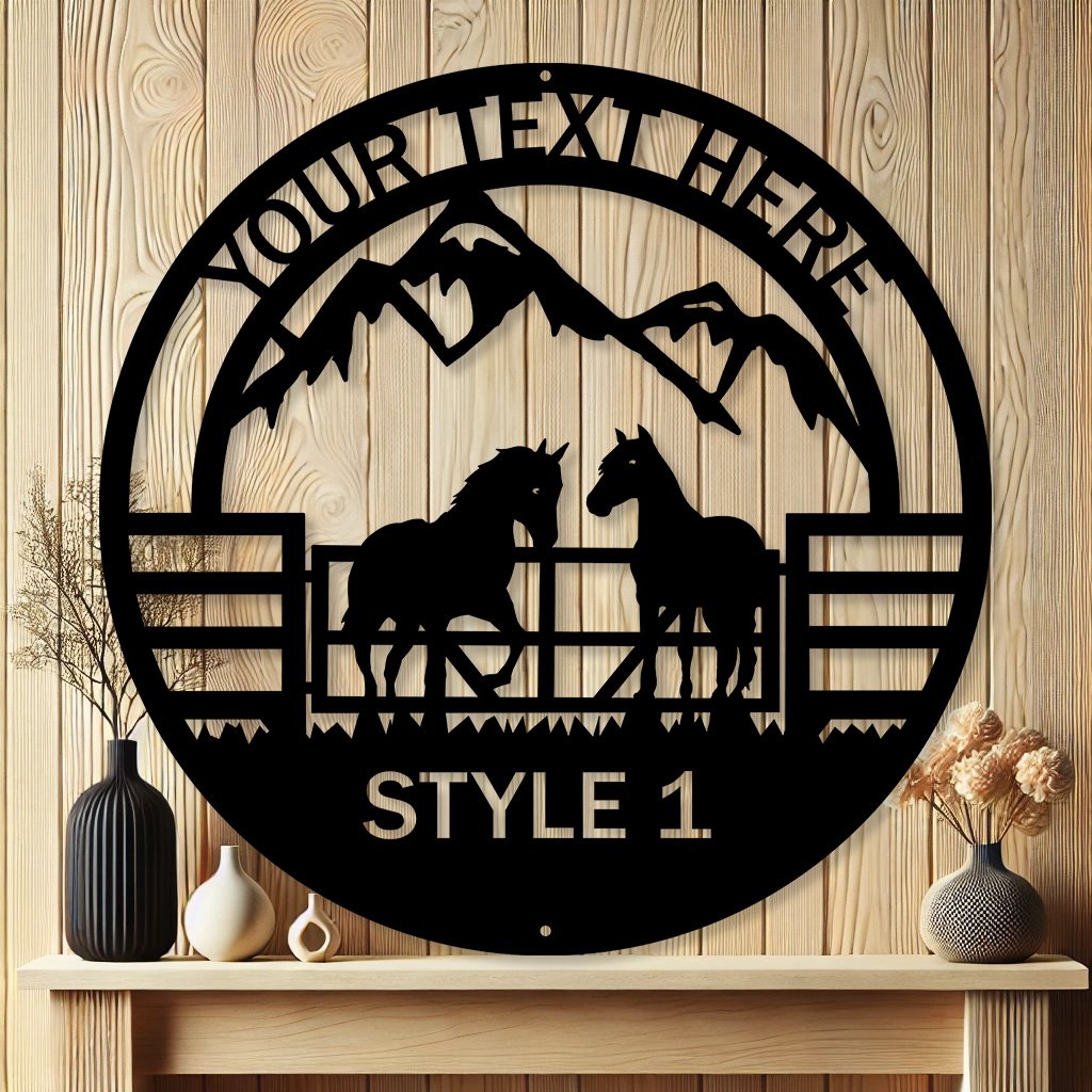 Personalized Horse Ranch Gate Metal Sign | Rustic Equine Farm Decor