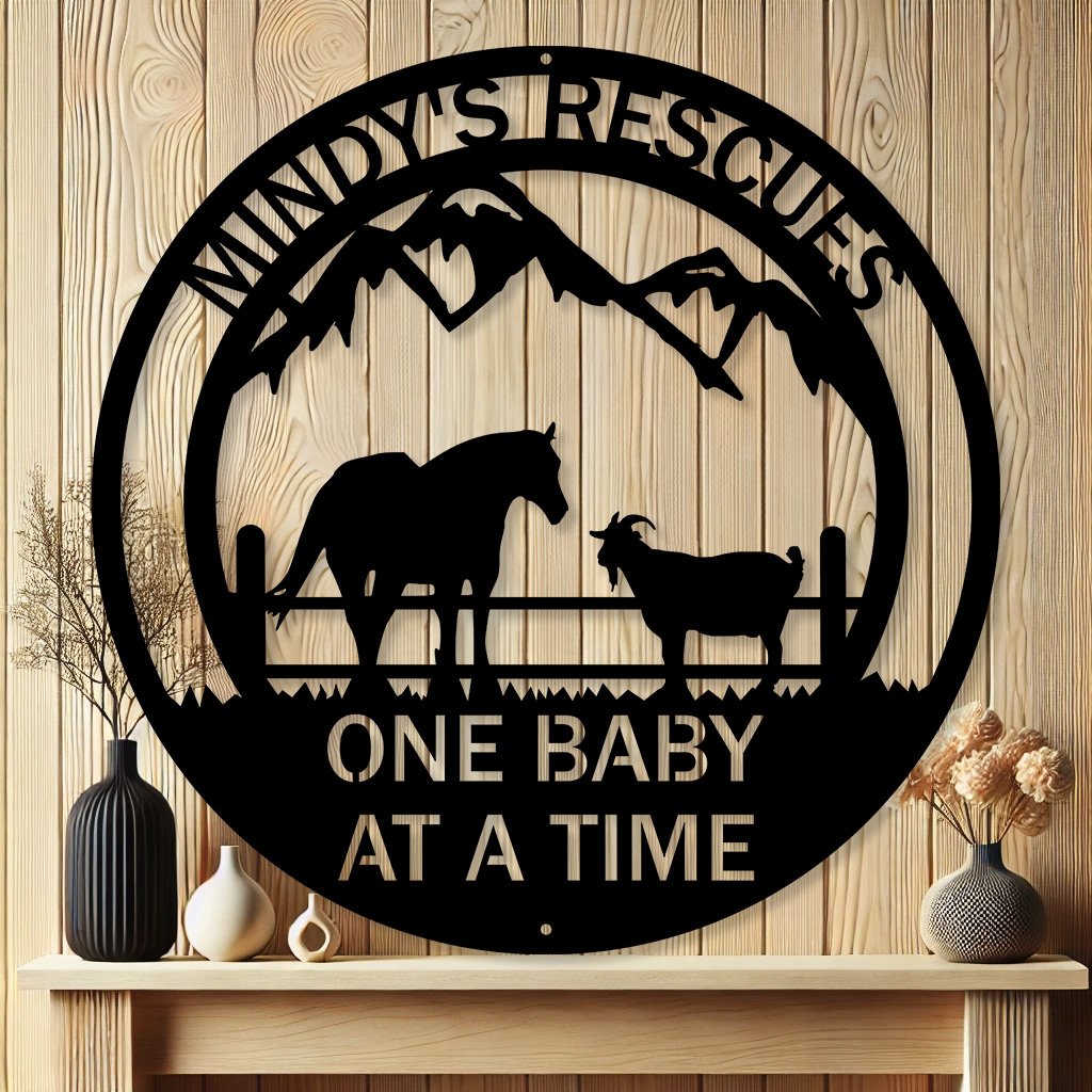 Personalized Farm Animal Lovers Metal Sign | Horse & Goat Unique Wall Art