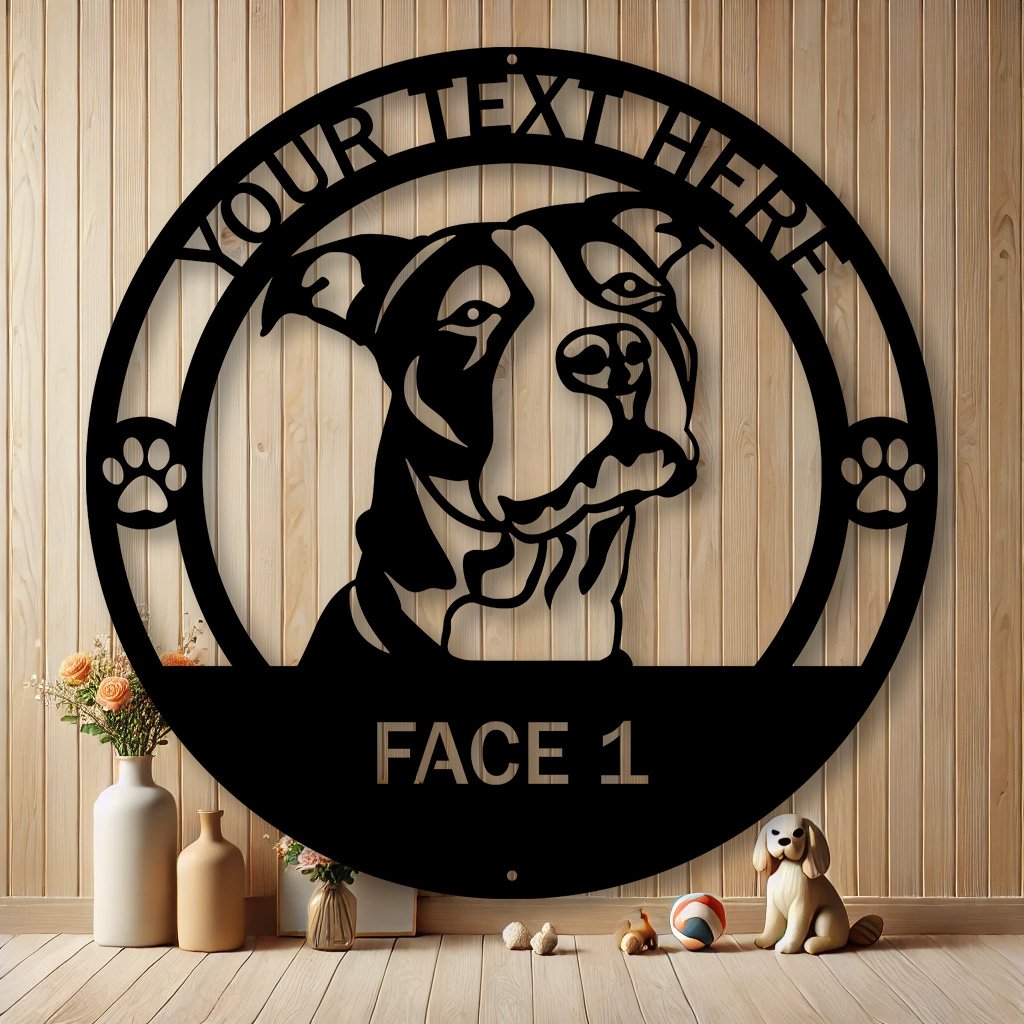 Personalized Pit Bull Terrier Dog Metal Sign | Custom Dog Breed Gifts