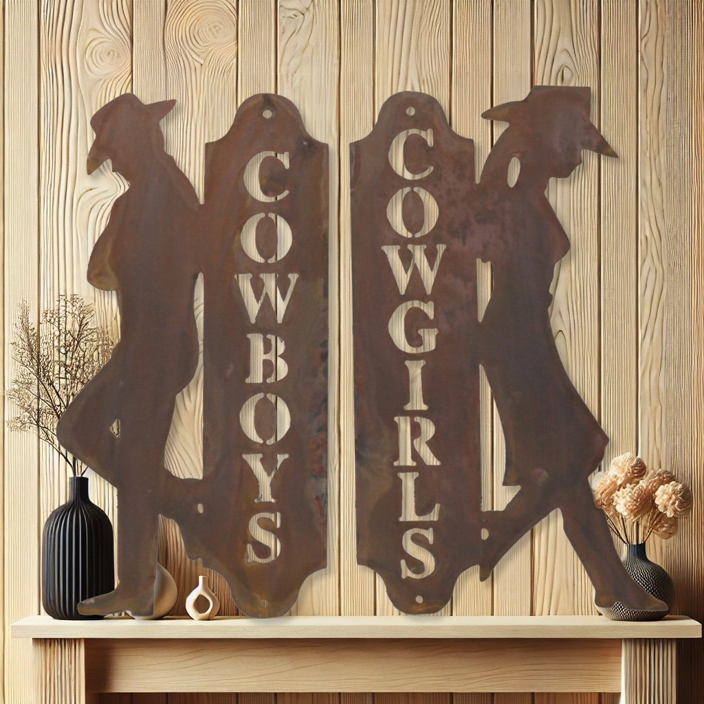 Western Restroom Door Signs | Rustic Outhouse Restaurant Signage