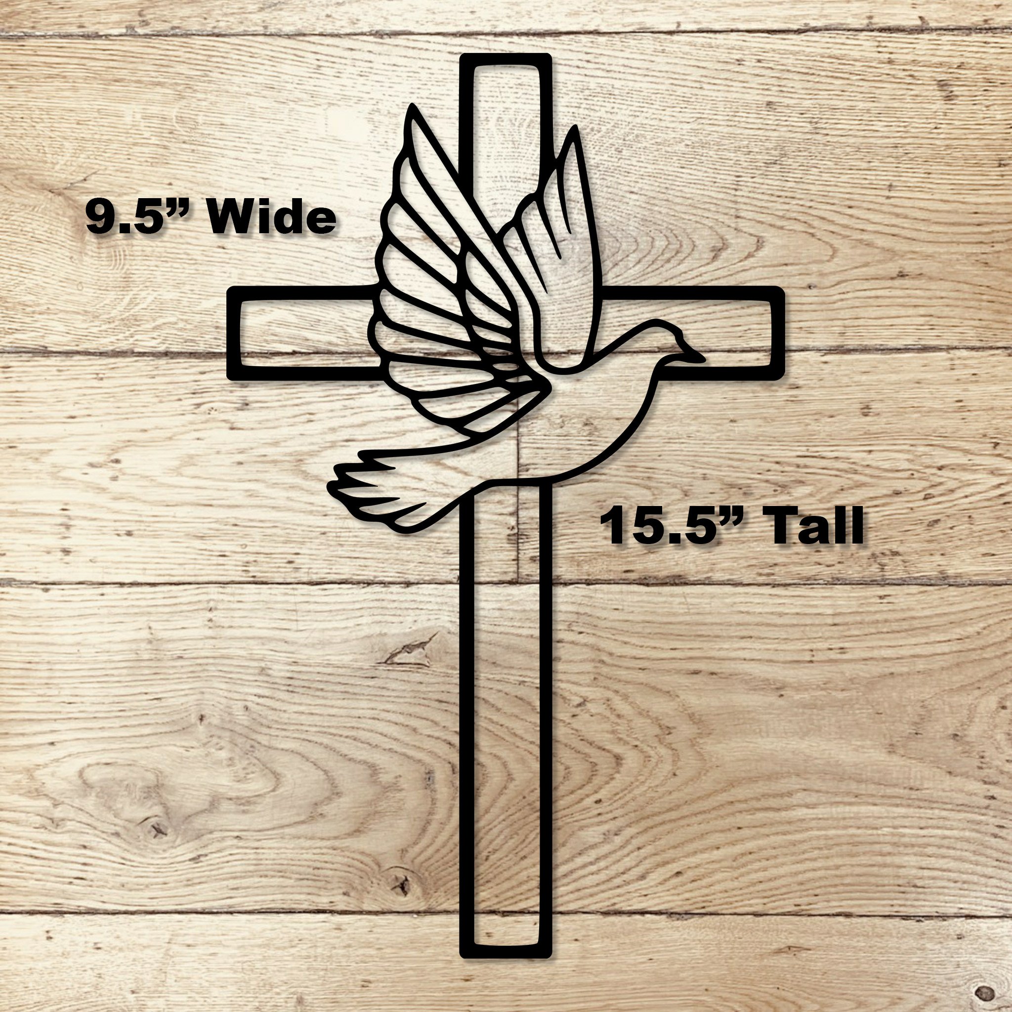 Cross and Flying Dove Metal Sign | Christian Home Decor