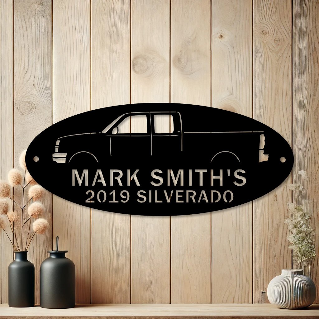 Unique Chevy Silverado Metal Sign | Personalized Wall Art for Car Enthusiasts